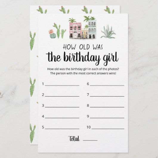 何歳の誕生日女の子ゲーム (正面/裏面)