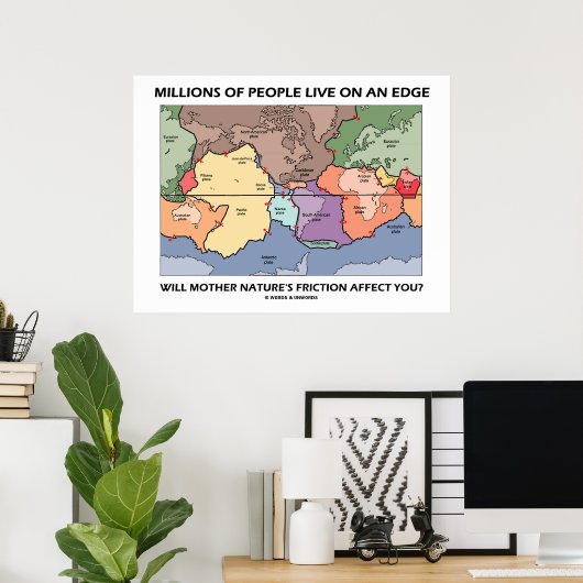 何百万人もの人々がエッジの上に住んでいる(地球科学) ポスター (ホームオフィス)