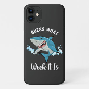 「何週か当ててみて」サメ愛好者向けユーモアTシャツ ビンテージ iPhone 11 ケース