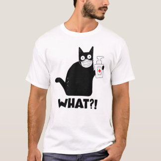 何顔マスクブラックキャットハンドサニタイザー Tシャツ