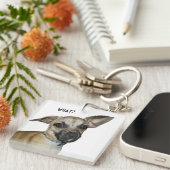 「何？」 チワワとパグブリードパピードッグ キーホルダー (正面右)