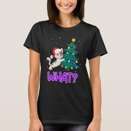 何 猫 モミの木 子猫 Tシャツ (正面)