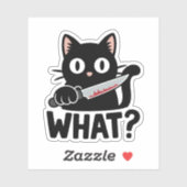 何?黒猫にナイフ 楽しいビニールステッカー シール (シート)