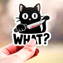 何?黒猫にナイフ 楽しいビニールステッカー