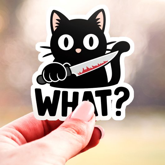 何?黒猫にナイフ 楽しいビニールステッカー シール