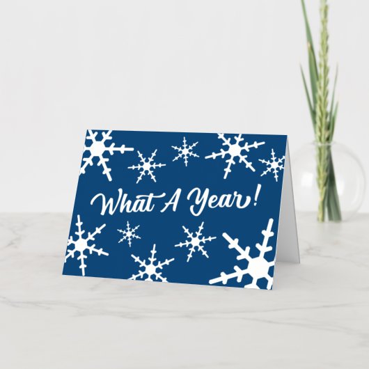 何A年シルバーフォイル雪の結晶ブルーホリデイ 箔シーズンカード (正面)