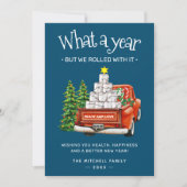 何A年トイレ紙赤クリスマストラック シーズンカード (正面)