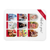 何a年、9フォトコラージュのホリデーカード マグネット (横)