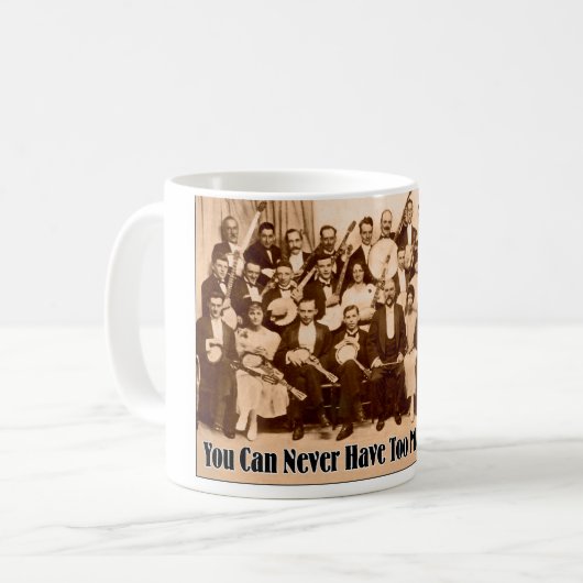 余りにも多くのバンジョーのマグ コーヒーマグカップ (正面左)