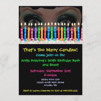 余りにも多くの蝋燭のカスタムなドラッグの誕生日の招待 招待状