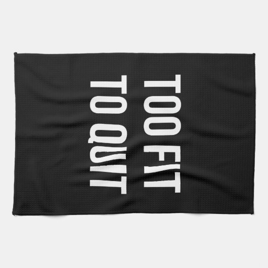 余りに合われたフィットネスのおもしろいな引用文の白黒 キッチンタオル (横)