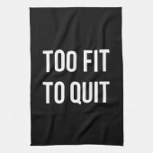余りに合われたフィットネスのおもしろいな引用文の白黒 キッチンタオル (縦)