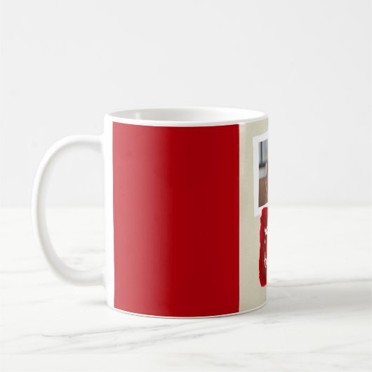 余りに堅くカスタムな犬の写真のマグを働かせます コーヒーマグカップ (左)