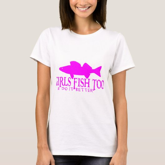 余りに女の子の魚のWALLEYE Tシャツ (正面)