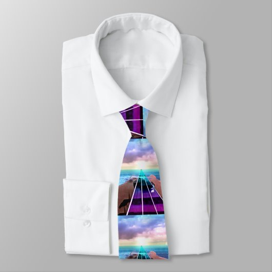 余りに海の日没のベースギターの首音楽タイ ネクタイ (タイ)
