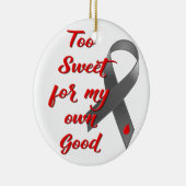 余りに甘い-糖尿病のリボンのギフト セラミックオーナメント (右)