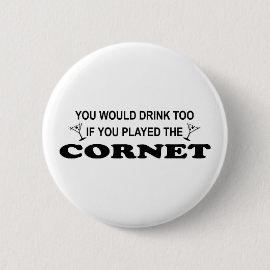 余りに飲み物の-コルネット 缶バッジ (正面)