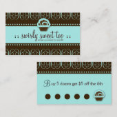 余りに311のターコイズの渦巻形のな菓子のパンチカード ロイヤリティカード (正面/裏面)