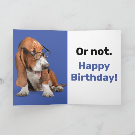 余分なおもしろい大型タイプ不要メガネ誕生日 カード (内部)