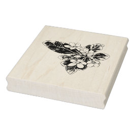 余分な大きなフローラの花の茎葉 ラバースタンプ