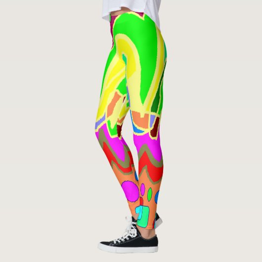 余分な明るいはっきりした色のレギング レギンス (左)