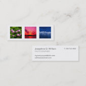 余分小さい3写真またはロゴの白い灰色のモダンな上品 スキニー名刺 (正面/裏面)