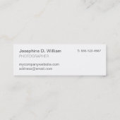 余分小さい3写真またはロゴの白い灰色のモダンな上品 スキニー名刺 (裏面)