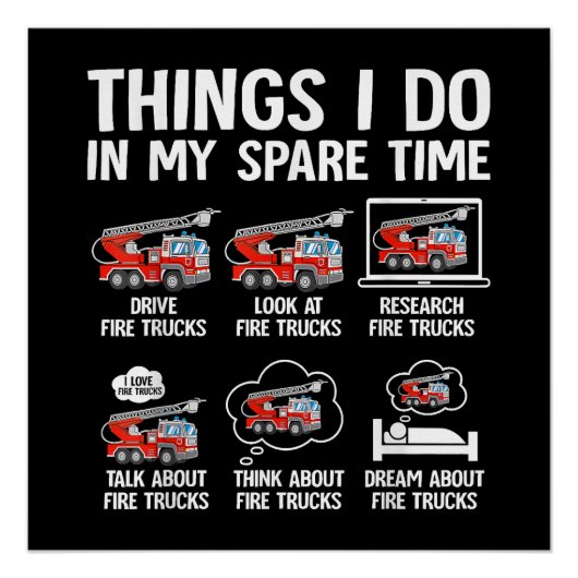 余暇にすること 消防車 消防士 ポスター (正面)