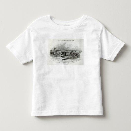「余暇時間」からのプラハ橋、1891年 トドラーTシャツ (正面)