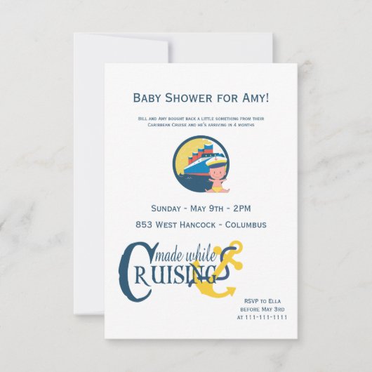 作られる間巡航のベビーシャワーで 招待状 (正面)