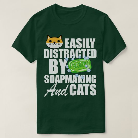 作り物や猫に気を散らされやすい石鹸置き Tシャツ (デザイン正面)