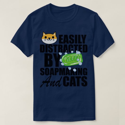 作り物や猫に気を散らされやすい石鹸置き Tシャツ (デザイン正面)