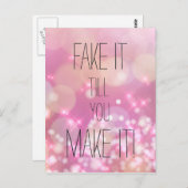 作るまで作れ！ピンクグリッター引用文 ポストカード (正面/裏面)