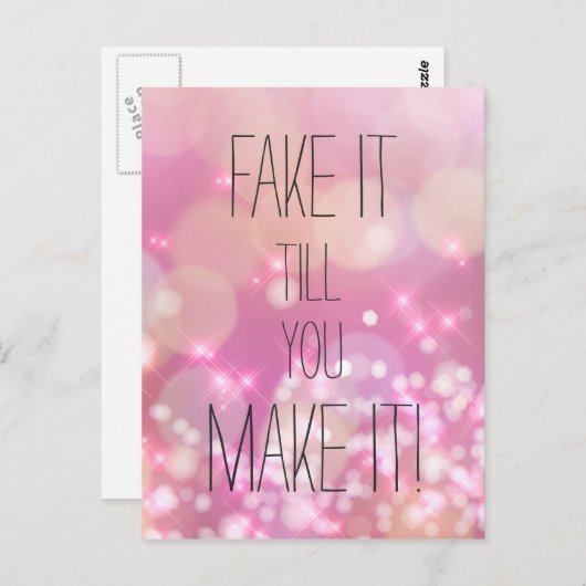 作るまで作れ！ピンクグリッター引用文 ポストカード (正面/裏面)