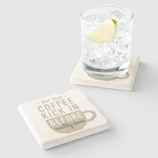 作動するおもしろいなコーヒー引用文の現実 ストーンコースター (横)