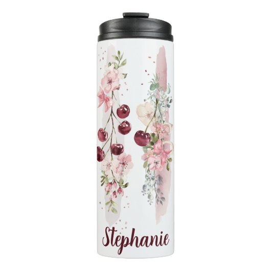 （作品名）　桜の花の水彩画　（名前） タンブラー (正面)