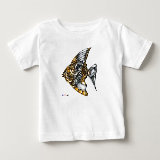 作品番号00002　「機械の魚」 ベビーTシャツ (正面)
