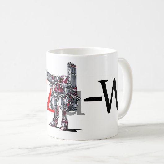 作品番号00010 「高出力荷粒子砲3連装2基装備の砲兵機」 コーヒーマグカップ (正面右)