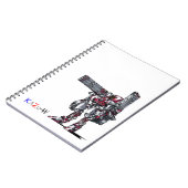 作品番号00010 "高出力荷粒子砲3連装2基装備の砲兵機" ノートブック (左側)