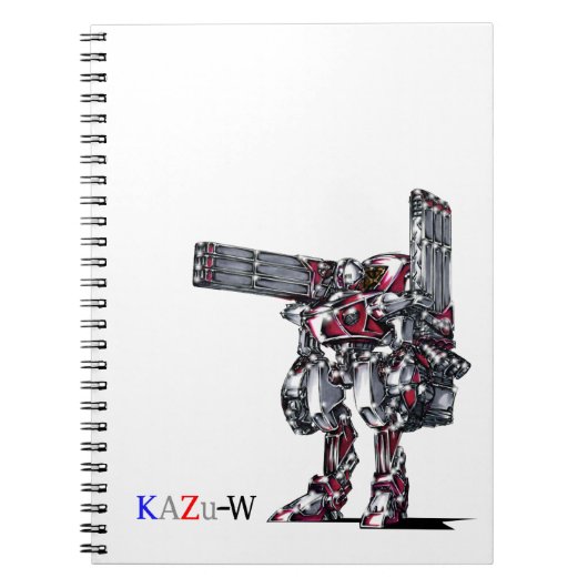 作品番号00010 "高出力荷粒子砲3連装2基装備の砲兵機" ノートブック (正面)
