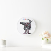 作品番号00010　「高出力荷粒子砲3連装2基装備の砲兵機」 ラウンド壁時計 (ホーム)