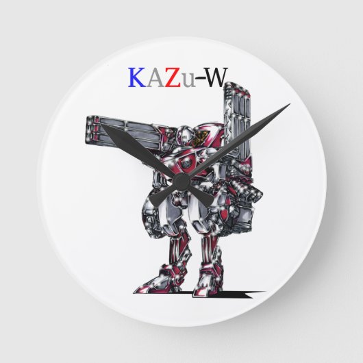 作品番号00010　「高出力荷粒子砲3連装2基装備の砲兵機」 ラウンド壁時計 (正面)