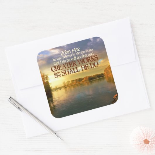 作品素晴らしはヨハネによる福音書第14章12節を行う スクエアシール (封筒)