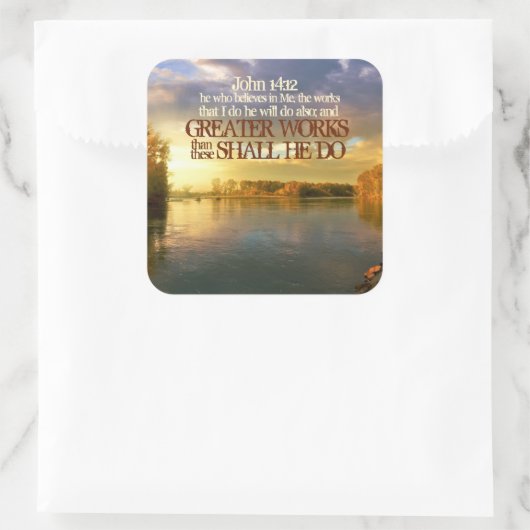 作品素晴らしはヨハネによる福音書第14章12節を行う スクエアシール (バッグ)