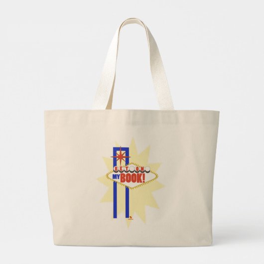 作家おもしろいベットマイブックVegasサインロゴ ラージトートバッグ (裏面)