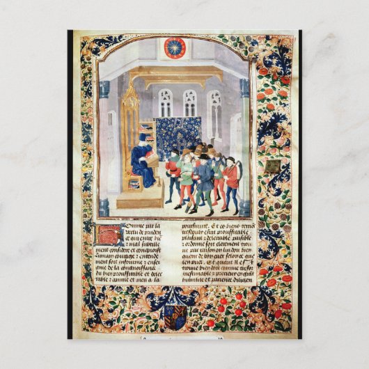 作家が農夫に彼の本を渡す ポストカード (正面)