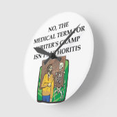 作家のけいれん ラウンド壁時計 (傾斜)