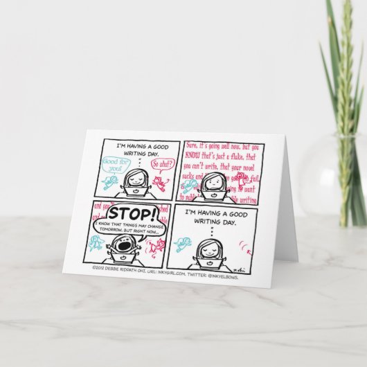 作家のためのよい書く日の挨拶状 カード (正面)