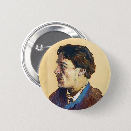 作家のアントンチェコフアイザックLevitan-のポートレート 缶バッジ (正面&裏面)