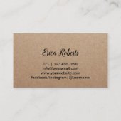 作家のエレガントな手書きの原稿素朴なクラフト 名刺 (裏面)